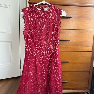 Francesca's Collections Red Lace Mini Dress